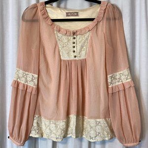 Pink Chiffon Kawaii Top - Lolita Gyaru Japanese - Cottagecore Pastel Bohemian